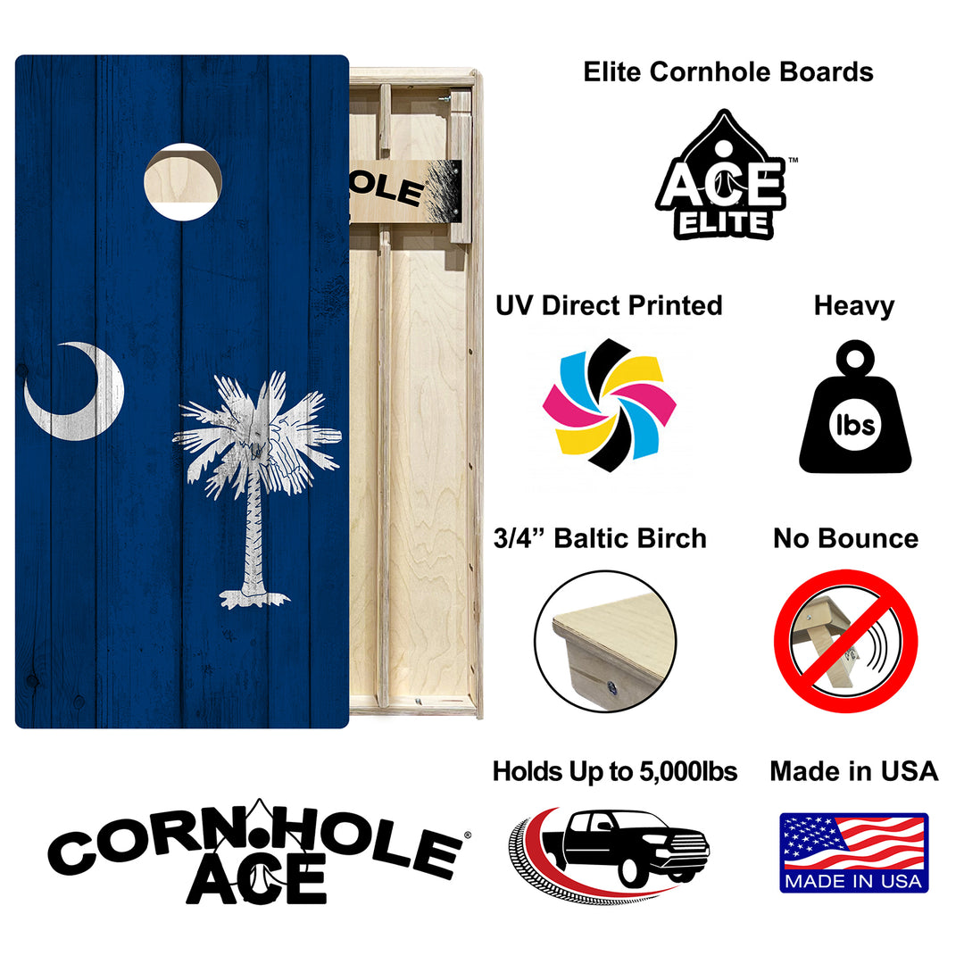 South Carolina State Flag - Cornhole Board Set - Elite