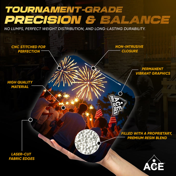 Sparkler Celebration - Black Carpet - ACE Pro Carpet Cornhole Bags
