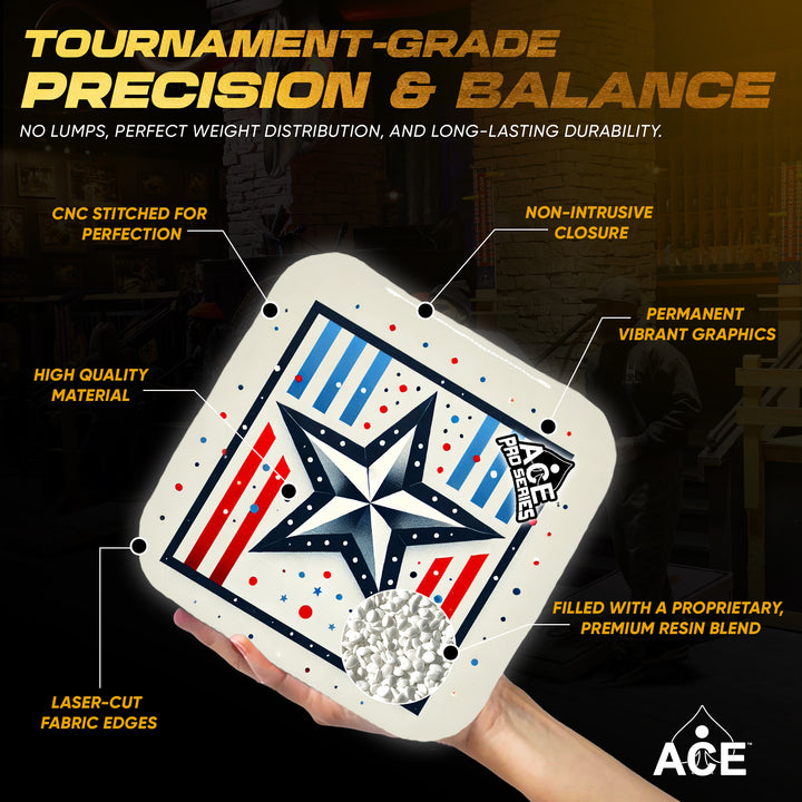 Star of Liberty - White Carpet - ACE Pro Carpet Cornhole Bags