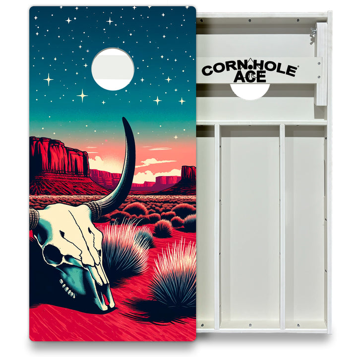 Starlit Desert Skull Ravine - Cornhole Board Set - All Weather