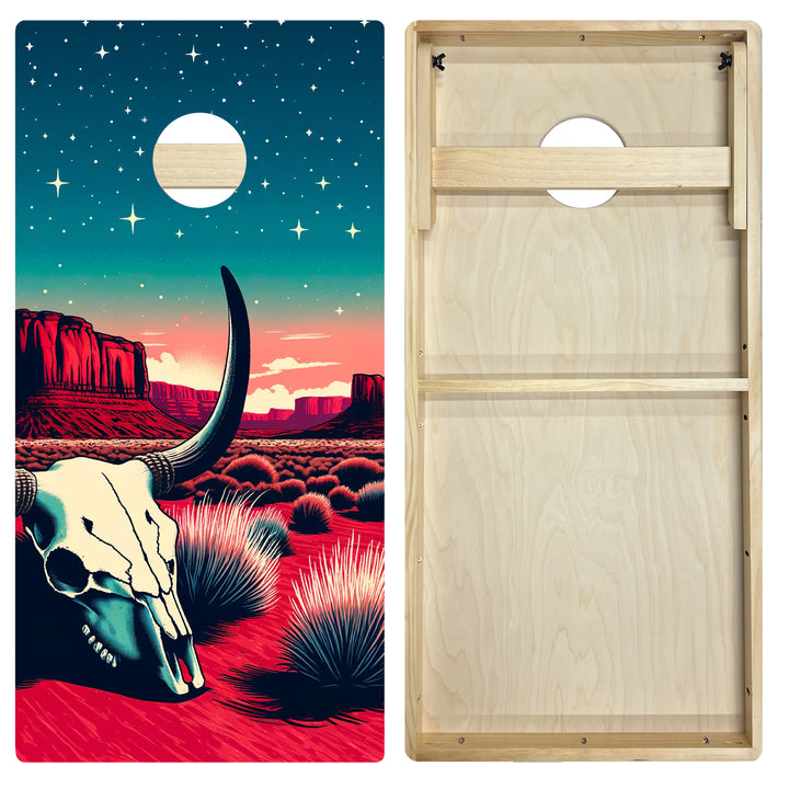 Starlit Desert Skull Ravine - Cornhole Board Set - Intermediate