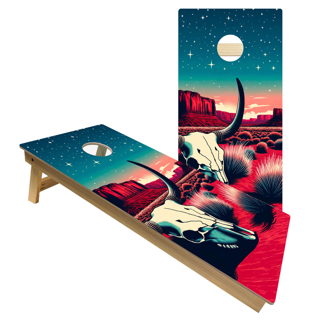 Starlit Desert Skull Ravine - Cornhole Board Set - Intermediate