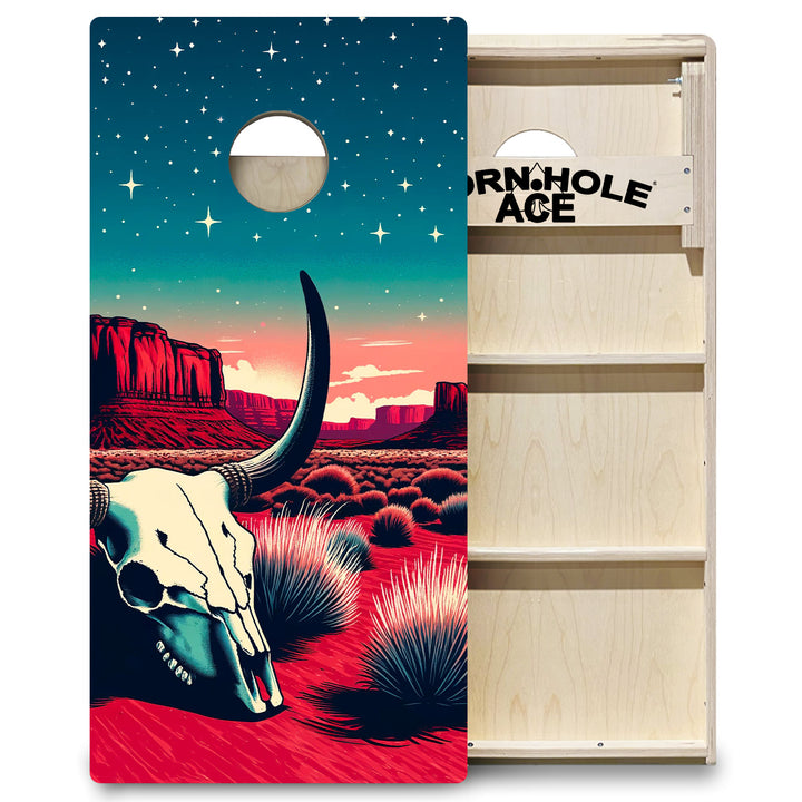 Starlit Desert Skull Ravine - Cornhole Board Set - Professional