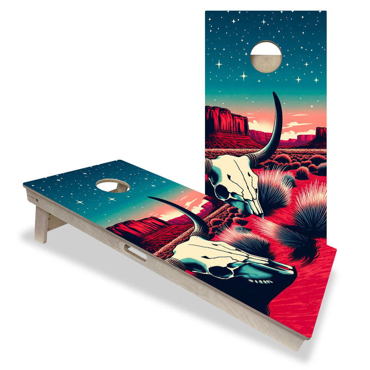 Starlit Desert Skull Ravine - Cornhole Board Set - Professional