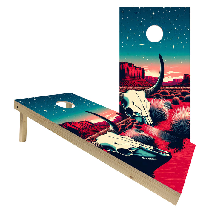 Starlit Desert Skull Ravine - Cornhole Board Set - Standard