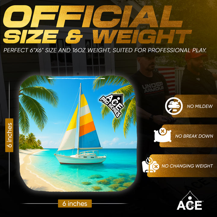 Sun and Sail - Teal Carpet - ACE Pro Carpet Cornhole Bags