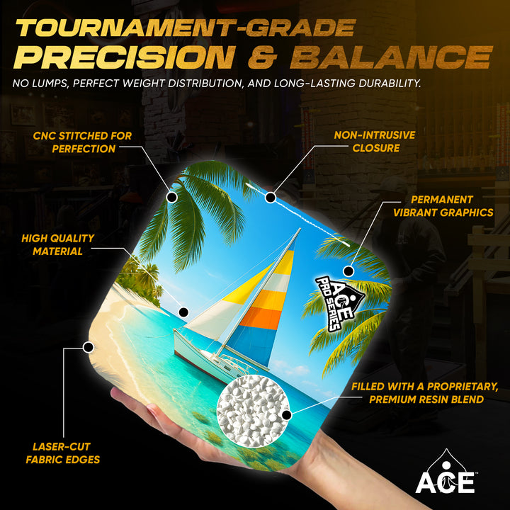 Sun and Sail - Teal Carpet - ACE Pro Carpet Cornhole Bags