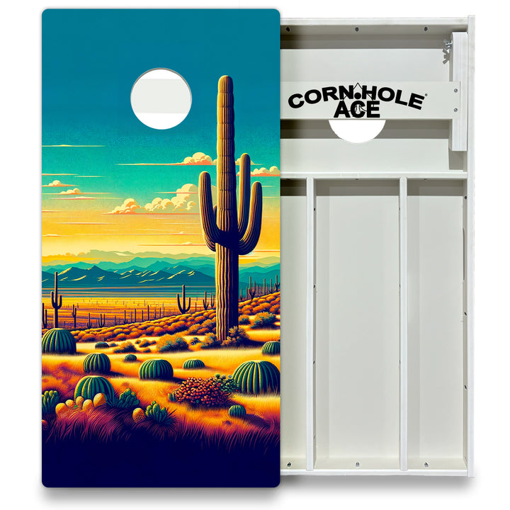 Sunlit Cactus Valley - Cornhole Board Set - All Weather