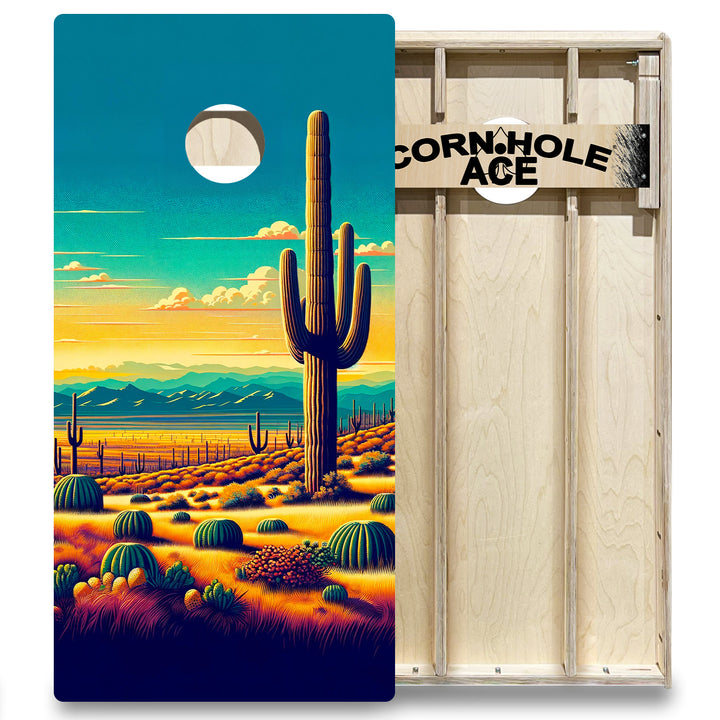 Sunlit Cactus Valley - Cornhole Board Set - Elite