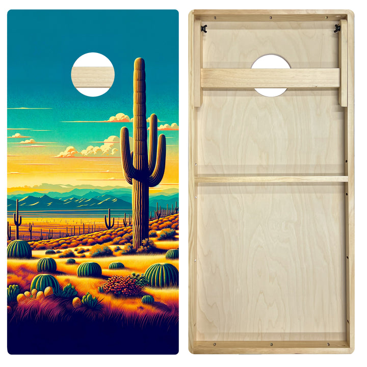 Sunlit Cactus Valley - Cornhole Board Set - Intermediate