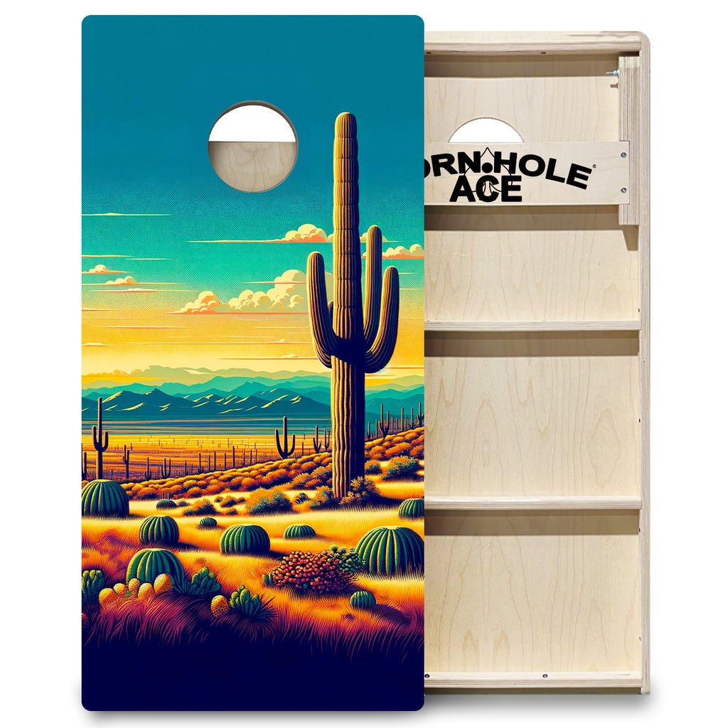 Sunlit Cactus Valley Cornhole Board Set | Professional – CornholeAce
