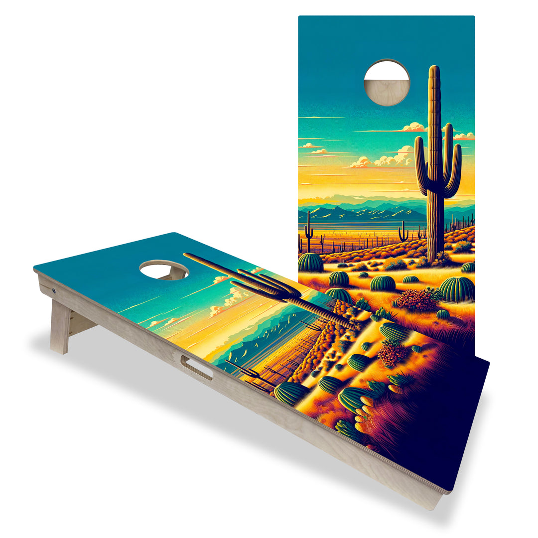 Sunlit Cactus Valley - Cornhole Board Set - Professional