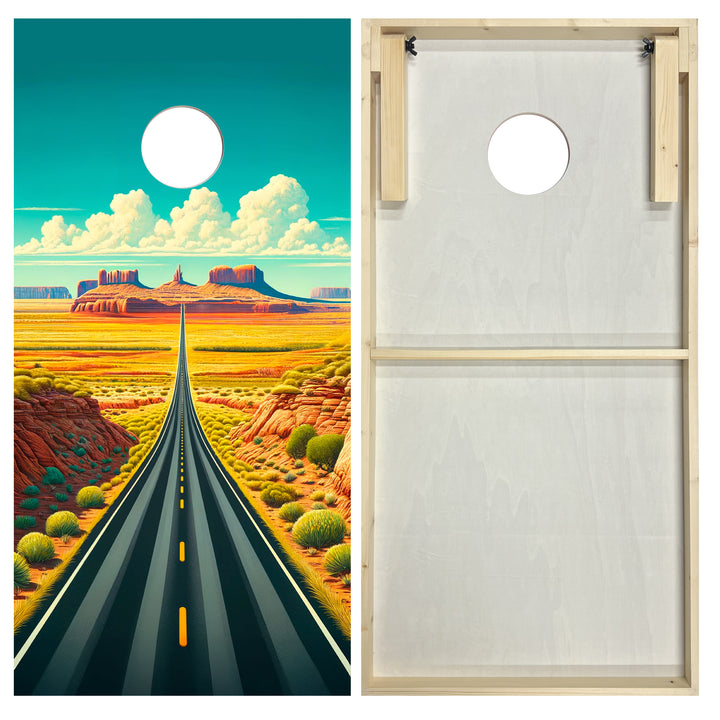 Sunlit Desert Road - Cornhole Board Set - Standard