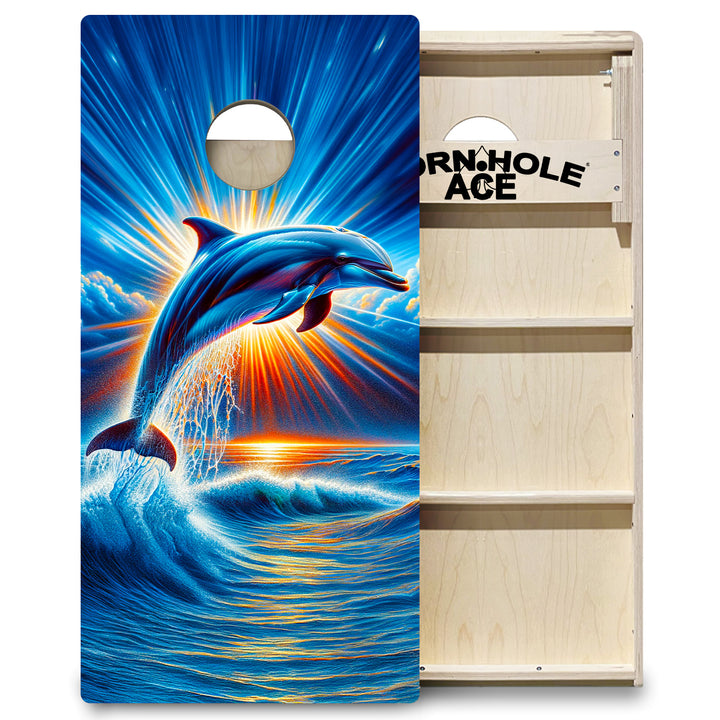 Sunrise Dolphin - Cornhole Board Set - Professional