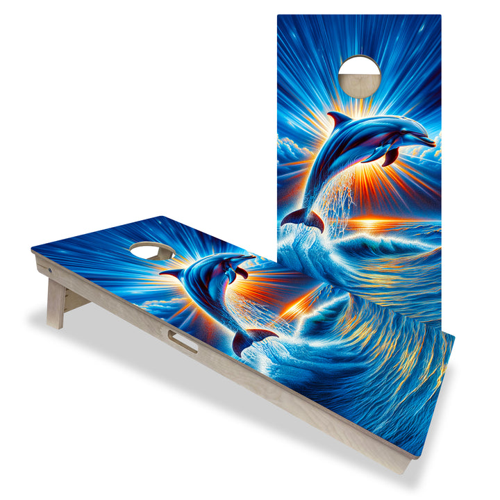 Sunrise Dolphin - Cornhole Board Set - Professional