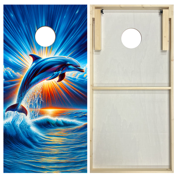 Sunrise Dolphin - Cornhole Board Set - Standard