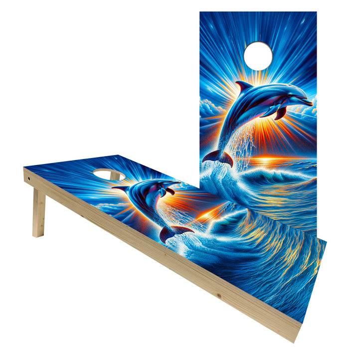 Sunrise Dolphin - Cornhole Board Set - Standard