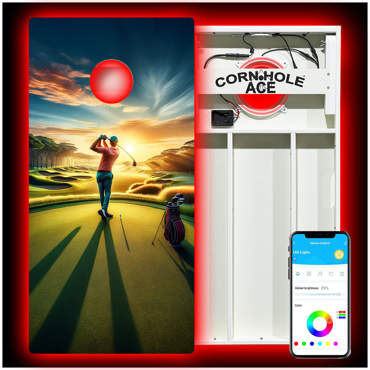 Sunrise Golfer - Cornhole Board Set - All Weather - With Pro Light Kit