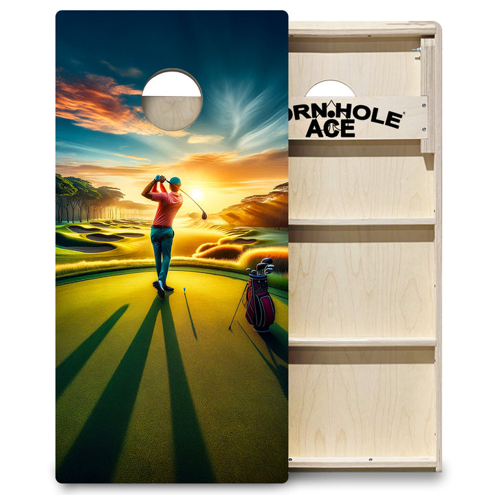 Sunrise Golfer - Cornhole Board Set - Professional