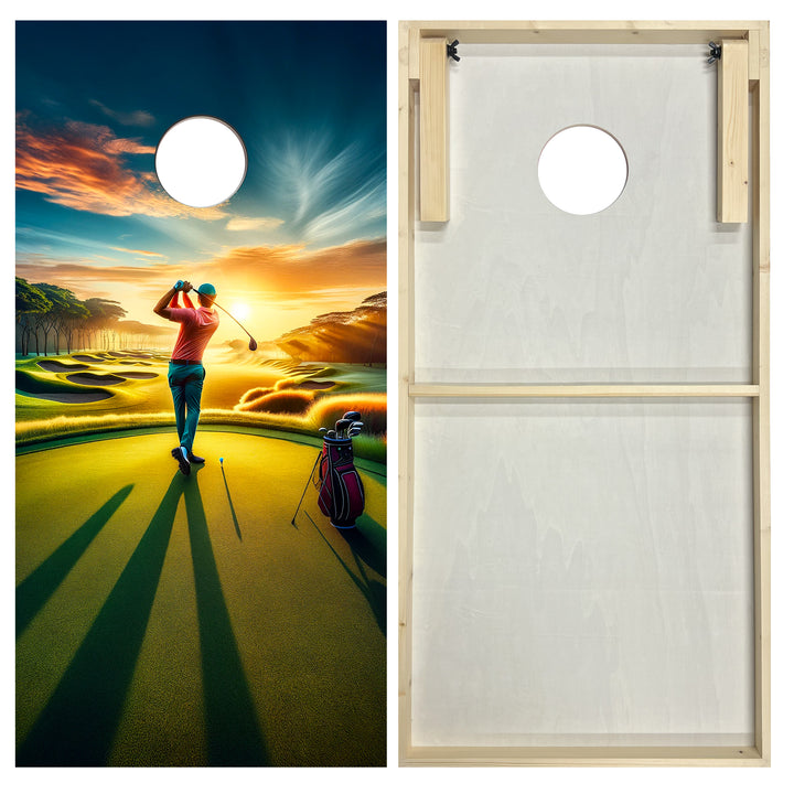 Sunrise Golfer - Cornhole Board Set - Standard