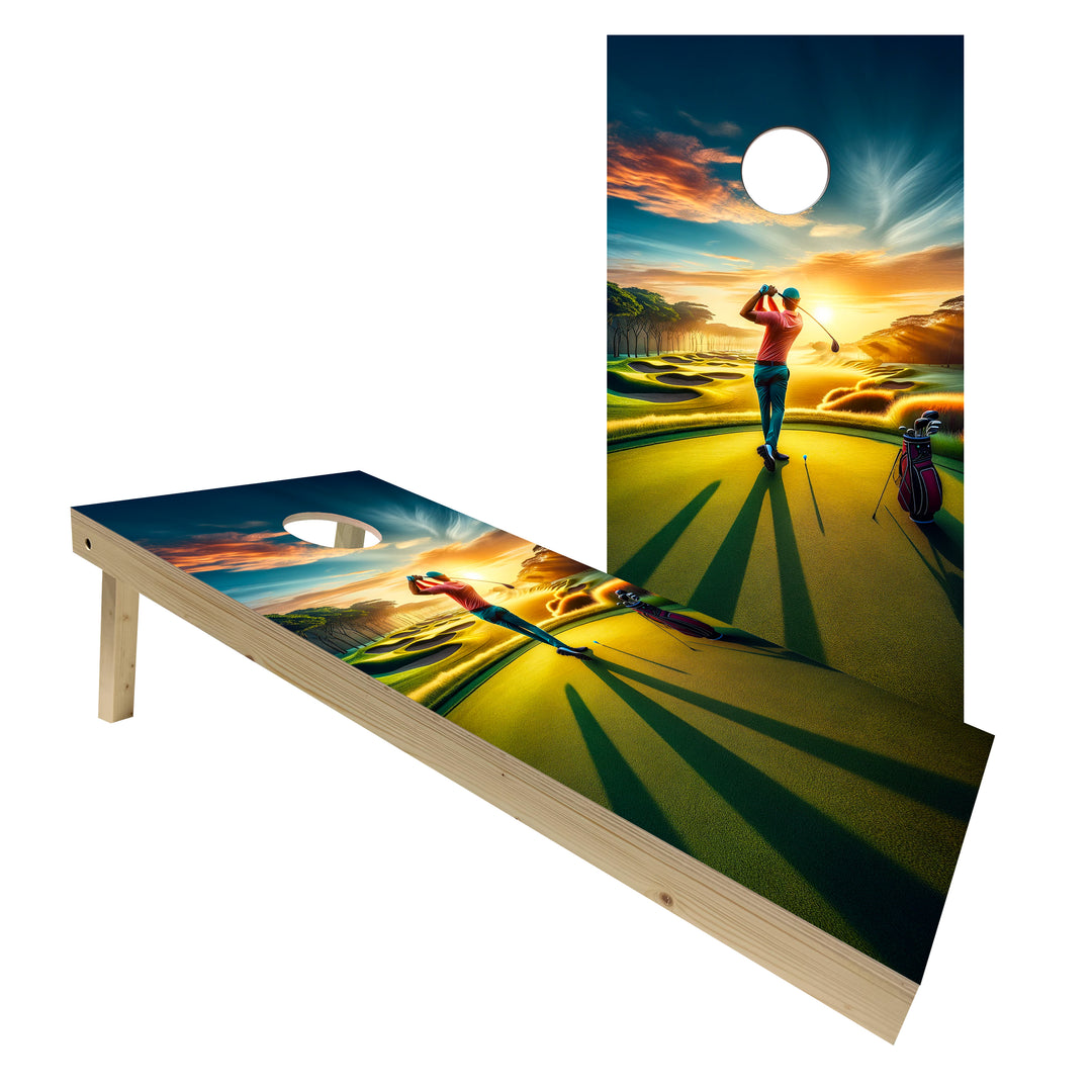 Sunrise Golfer - Cornhole Board Set - Standard