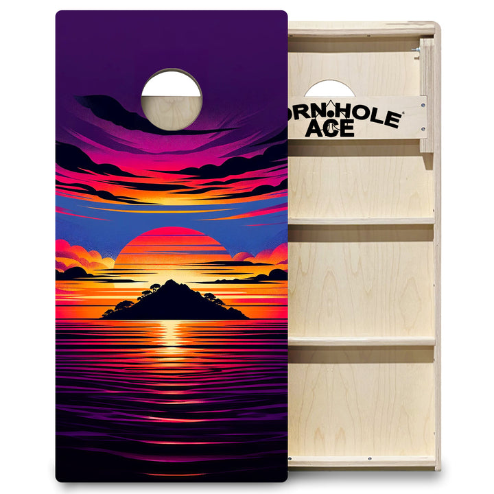 Sunset Island - Cornhole Board Set - Professional