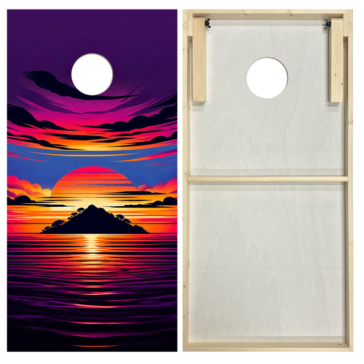 Sunset Island - Cornhole Board Set - Standard