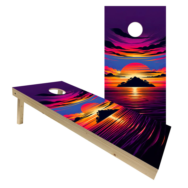 Sunset Island - Cornhole Board Set - Standard