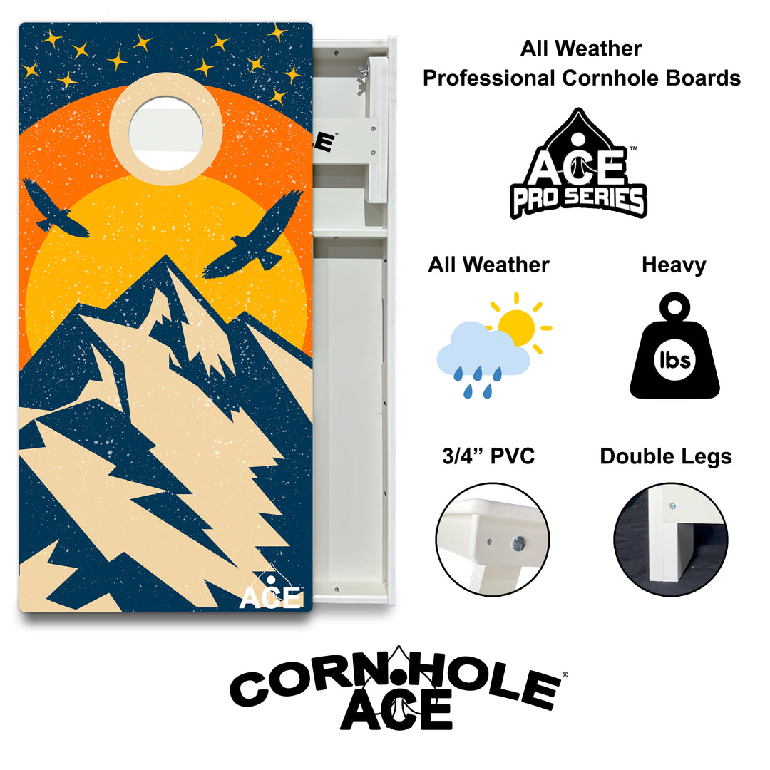 Sunset Mountain Design - Cornhole Board Set - All Weather