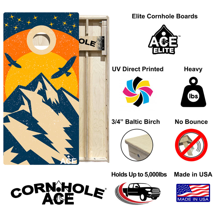 Sunset Mountain Design - Cornhole Board Set - Elite