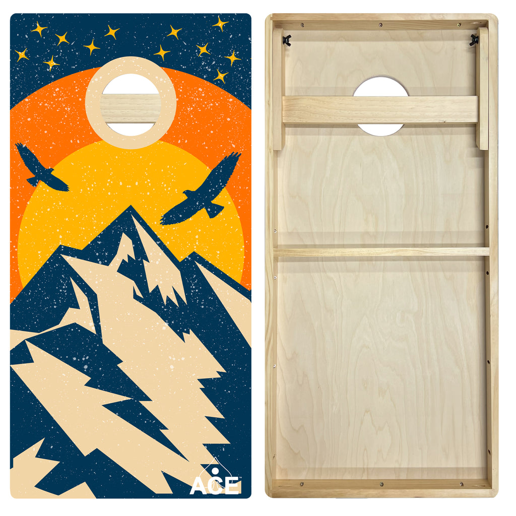 ハート5点セット（WELCOME ボード） Sunset Mountain Design Cornhole Board Set | Intermediate – CornholeAce