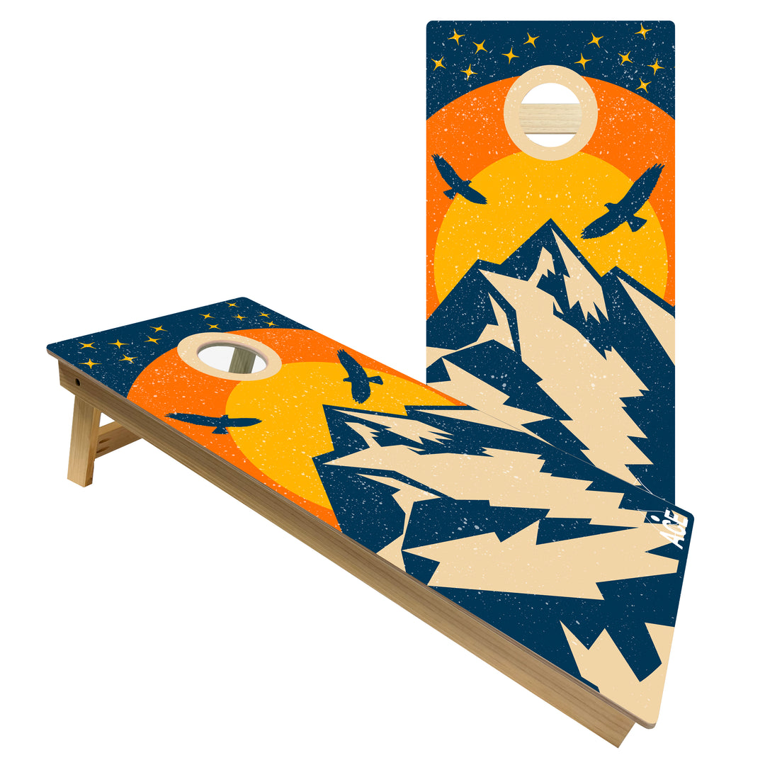 Sunset Mountain Design - Cornhole Board Set - Intermediate