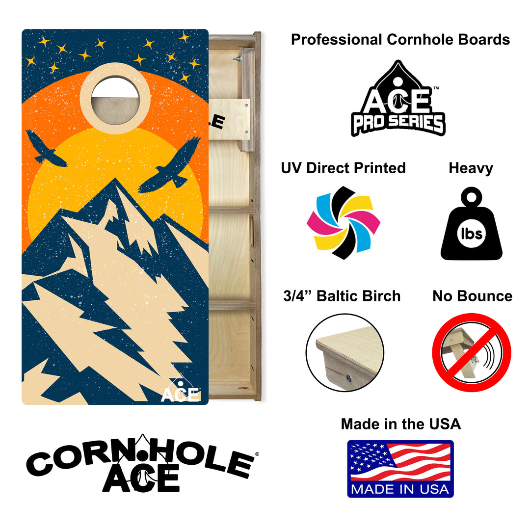 Sunset Mountain Design - Cornhole Board Set - Professional