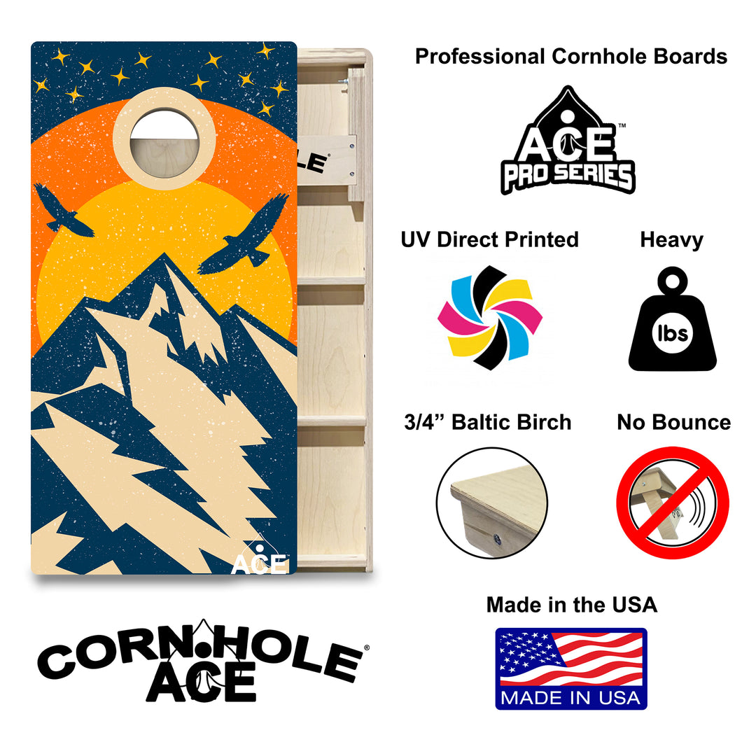 Sunset Mountain Design - Cornhole Board Set - Professional