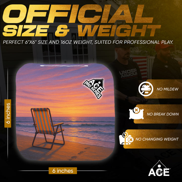 Sunset by the Beach - Pink Carpet - ACE Pro Carpet Cornhole Bags