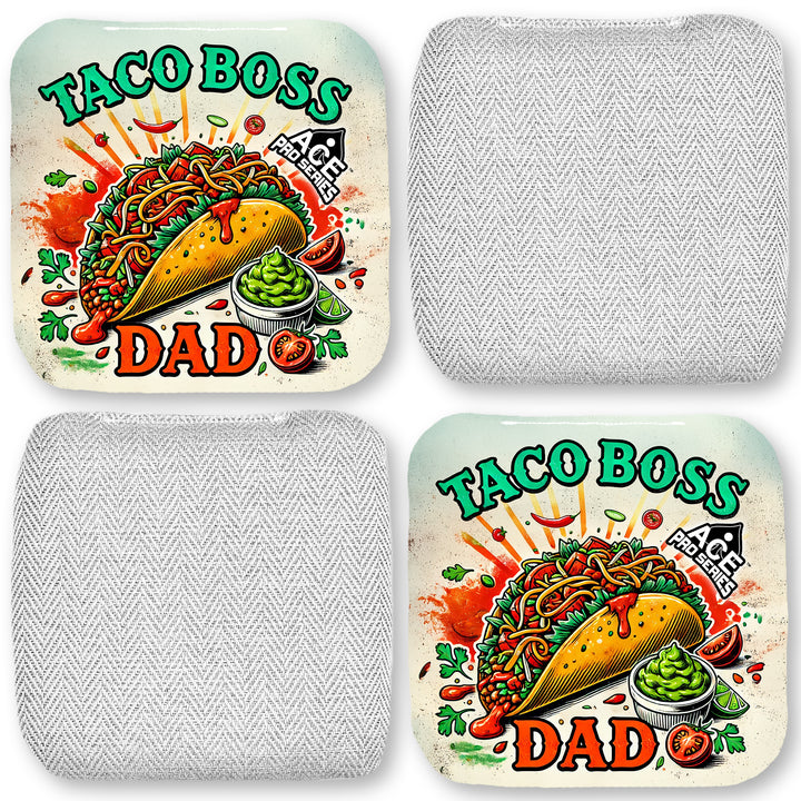 Taco Boss Dad - White Carpet - ACE Pro Carpet Cornhole Bags