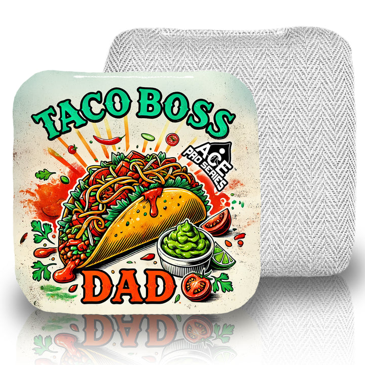 Taco Boss Dad - White Carpet - ACE Pro Carpet Cornhole Bags