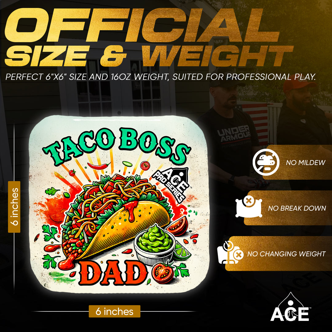 Taco Boss Dad - White Carpet - ACE Pro Carpet Cornhole Bags