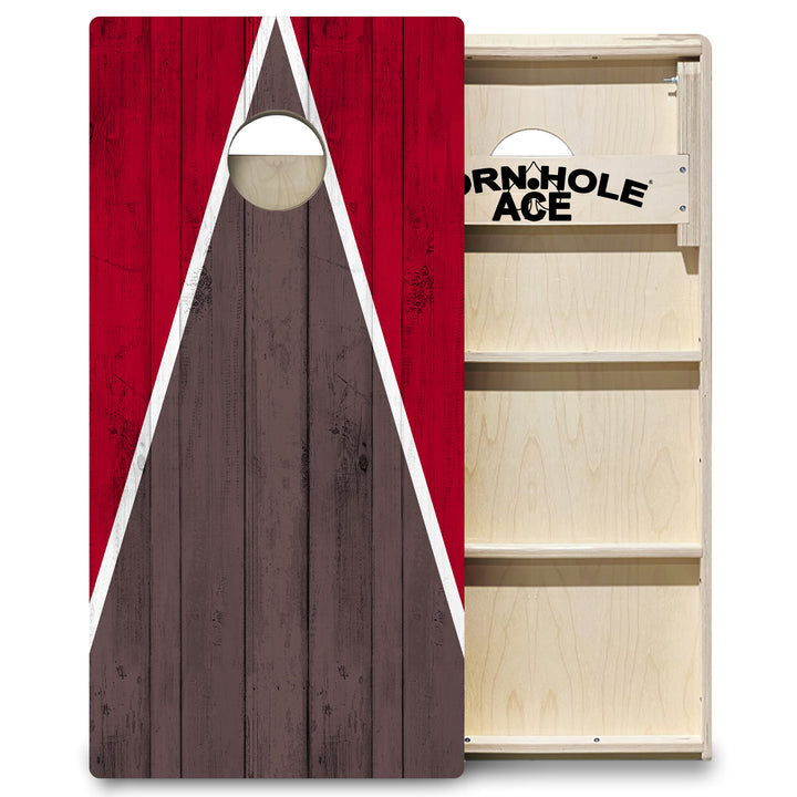 Tampa Tailgate Triangle Design (Red and Bronze) - Cornhole Board Set - Professional