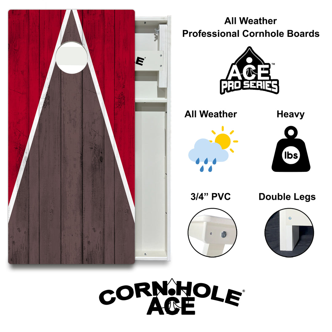 Tampa Tailgate Triangle Design (Red and Bronze) - Cornhole Board Set - All Weather