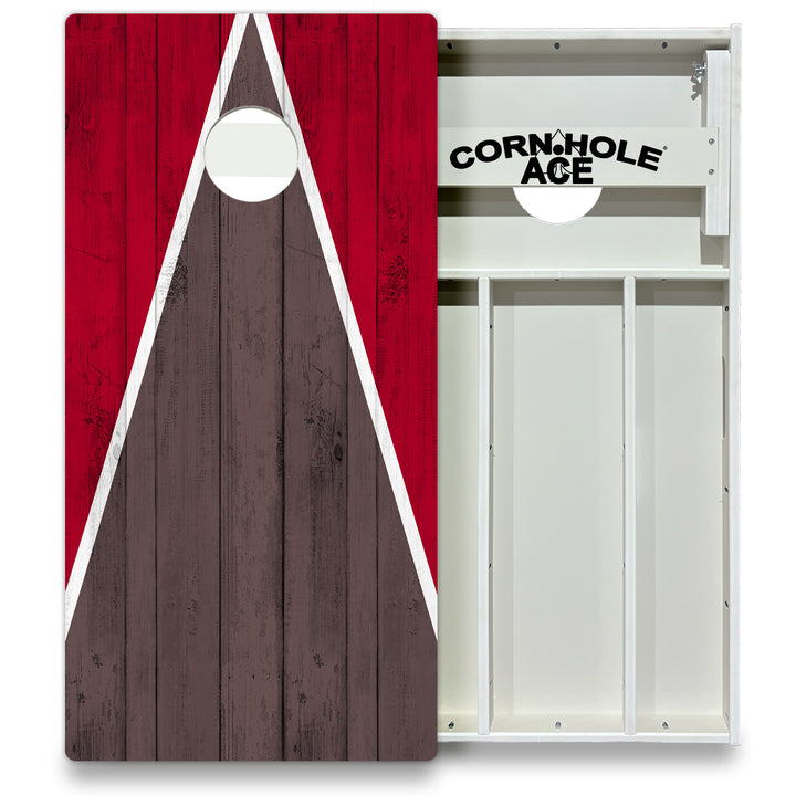 Tampa Tailgate Triangle Design (Red and Bronze) - Cornhole Board Set - All Weather