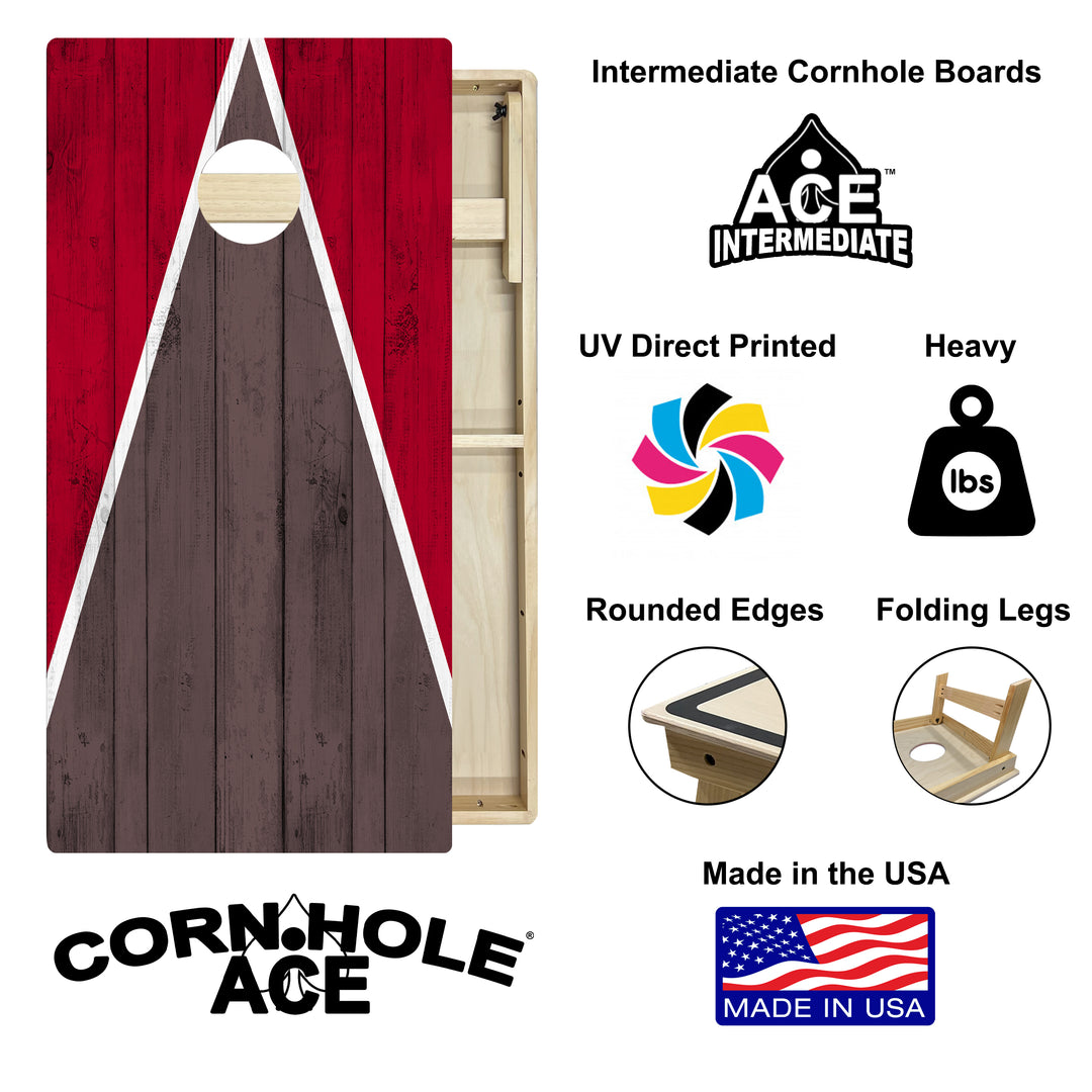 Tampa Tailgate Triangle Design (Red and Bronze) - Cornhole Board Set - Intermediate