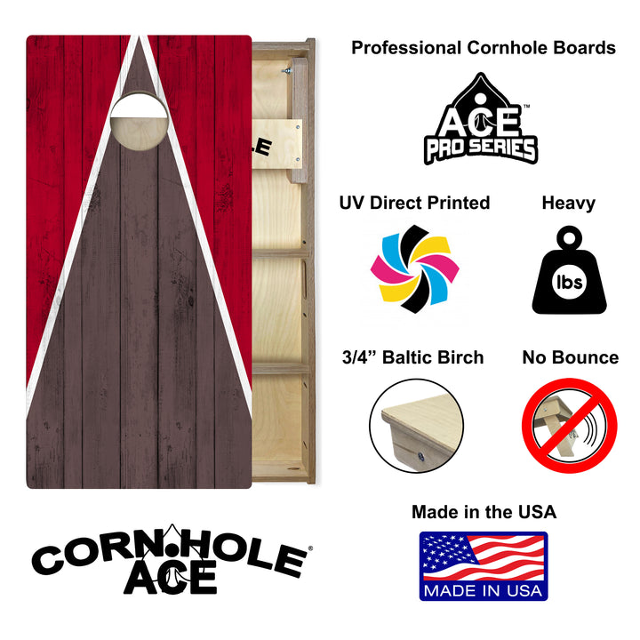 Tampa Tailgate Triangle Design (Red and Bronze) - Cornhole Board Set - Professional