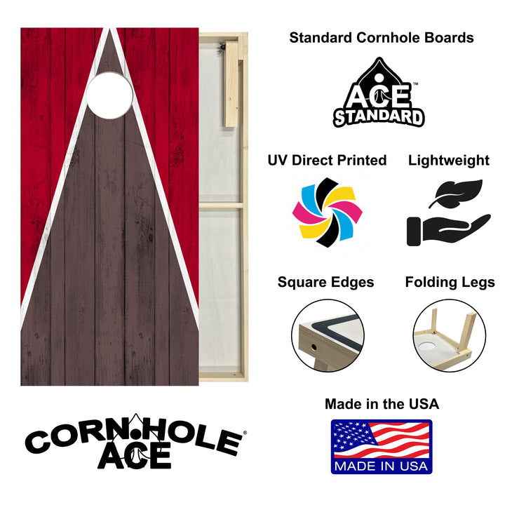 Tampa Tailgate Triangle Design (Red and Bronze) - Cornhole Board Set - Standard