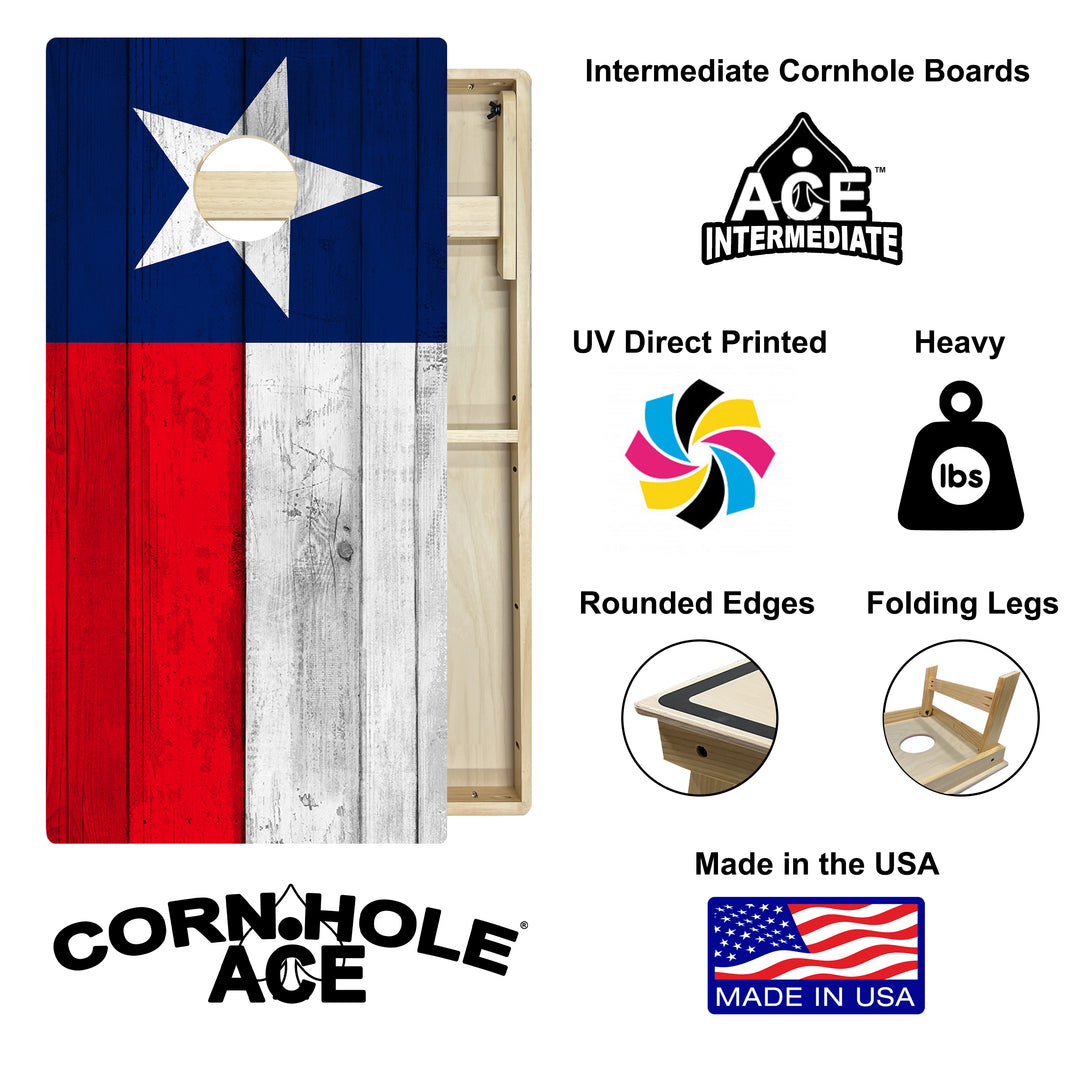 Texas State Flag - Cornhole Board Set - Intermediate