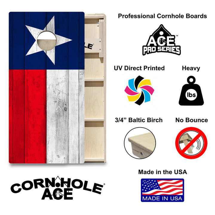 Texas State Flag (Blemish) - Professional Cornhole Board Set