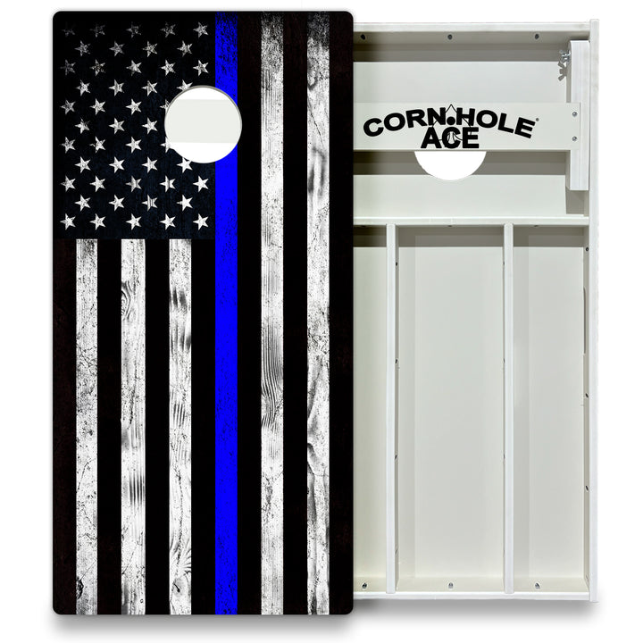 Thin Blue Line Police Flag - Cornhole Board Set - All Weather