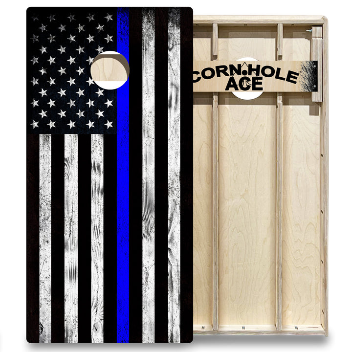 Thin Blue Line Police Flag - Cornhole Board Set - Elite