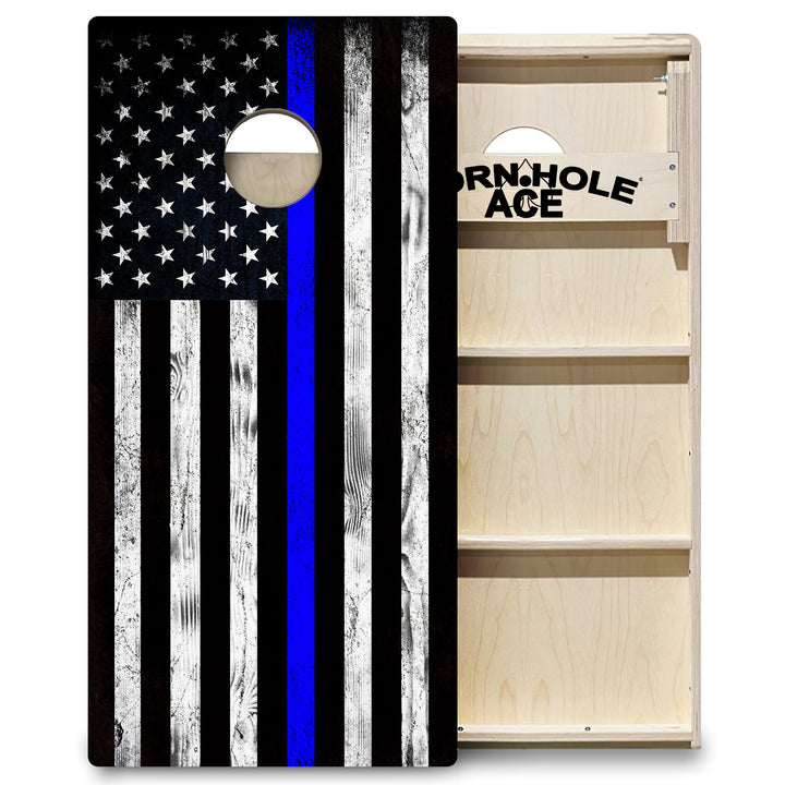 Thin Blue Line Police Flag - Cornhole Board Set - Professional