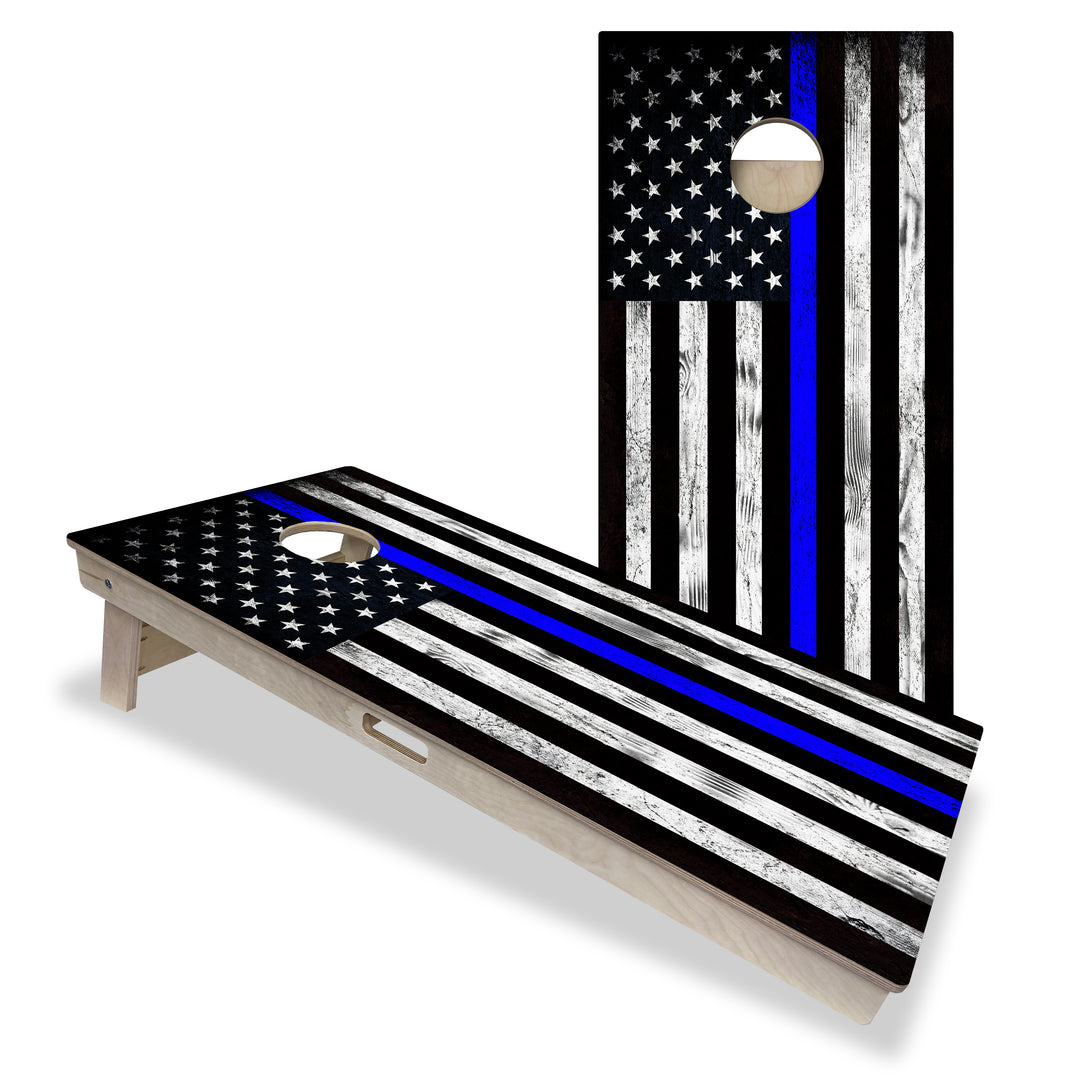 Thin Blue Line Police Flag - Cornhole Board Set - Professional